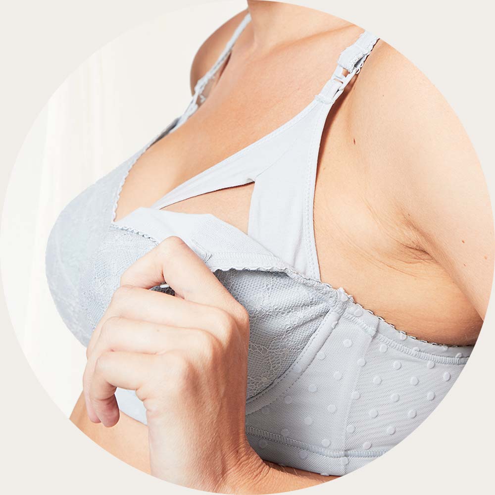 parfait lace nursing bra drop down cups feature