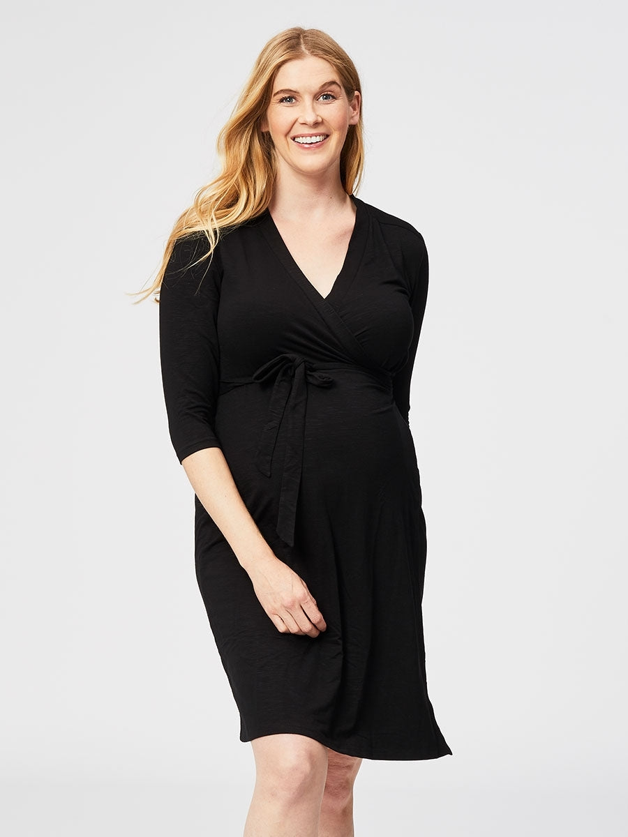 Custard 3/4 Sleeve Maternity Dress
